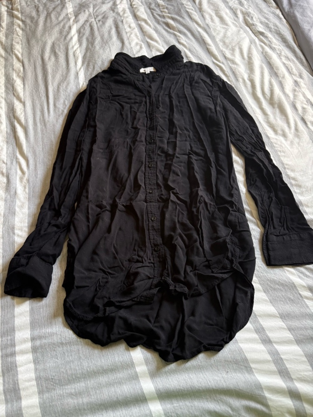Black Button-Up Tunic Blouse and Swim Cover-Up